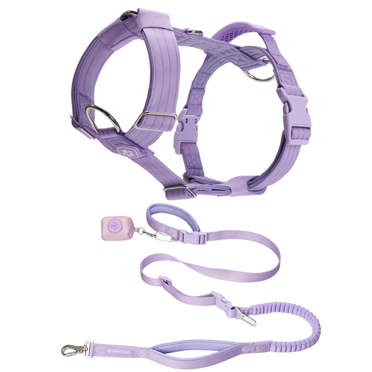 Comfort Control No-Pull Dog Harness and Multipurpose Leash Set - Purple