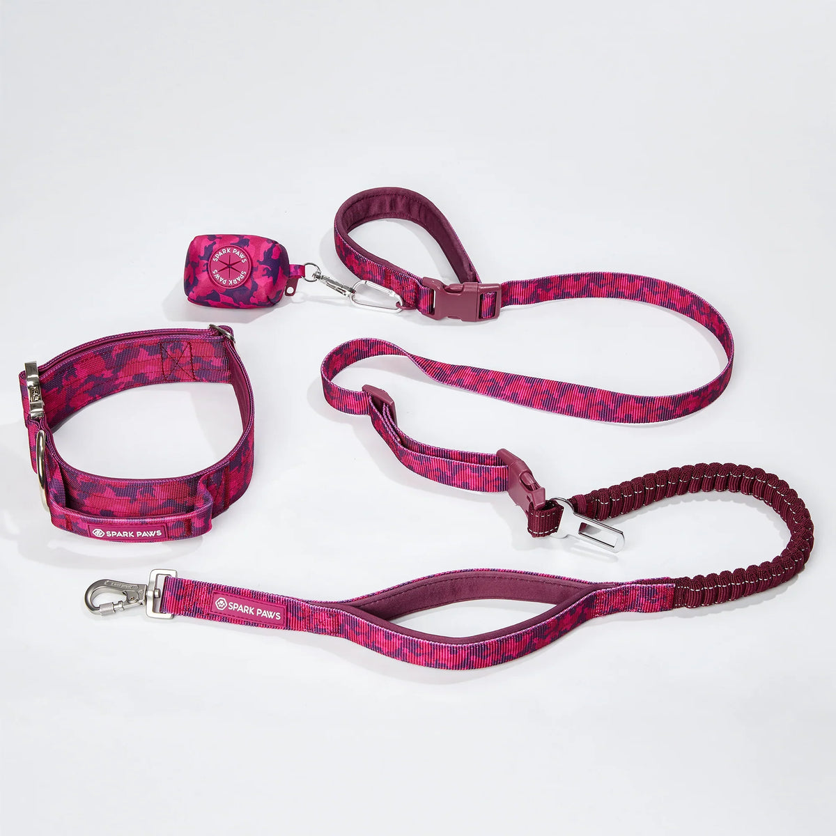 Comfort Control Collar and Multipurpose Leash Set - Fuchsia Camo